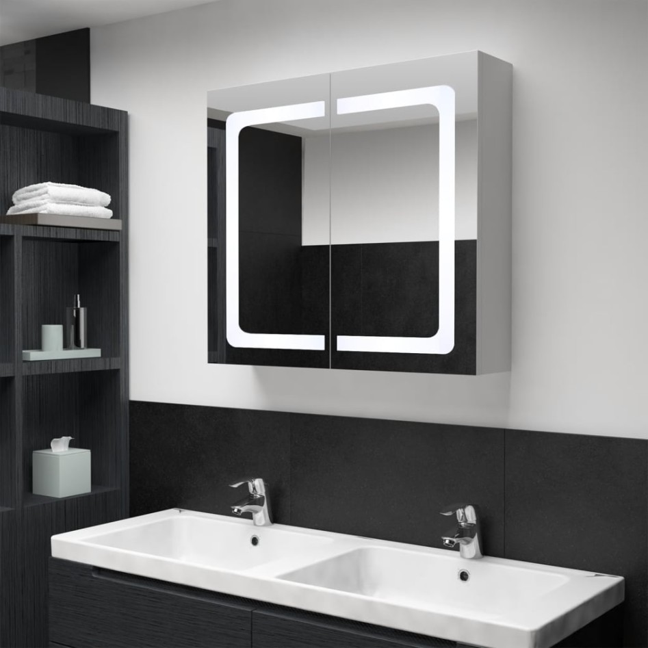 Mueble de baño con espejo LED 80x12,2x68