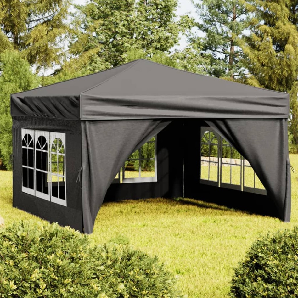 Carpa de fiesta plegable con paredes laterales antracita 3x3