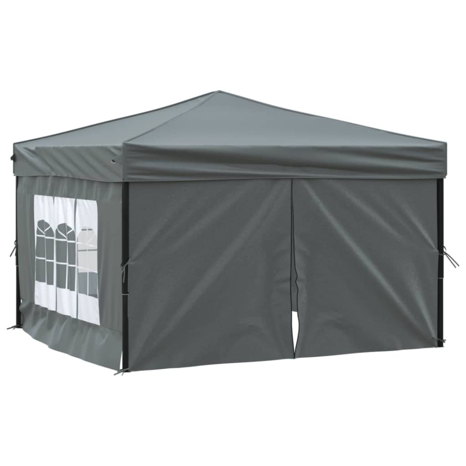Carpa de fiesta plegable con paredes laterales antracita 3x3