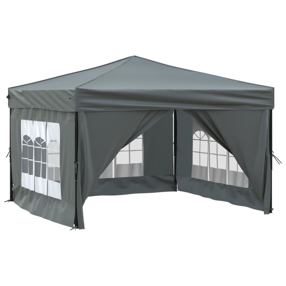 Carpa de fiesta plegable con paredes laterales antracita 3x3