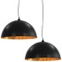 Lámparas de techo 2 uds semiesféricas negro y dorado 50 cm