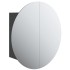 Armario de baño con espejo redondo y LED negro 40x40x17,5