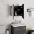Armario de baño con espejo redondo y LED negro 40x40x17,5