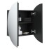 Armario de baño con espejo redondo y LED negro 40x40x17,5