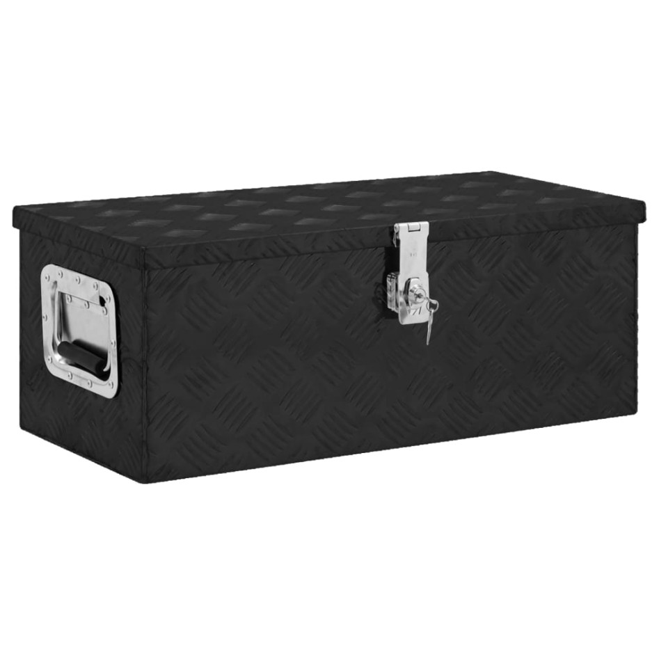 Caja de almacenaje de aluminio negro 70x31x27