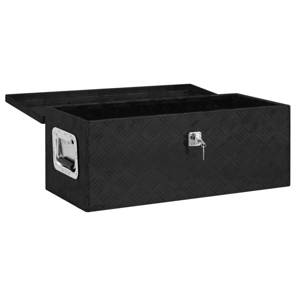 Caja de almacenaje de aluminio negro 70x31x27
