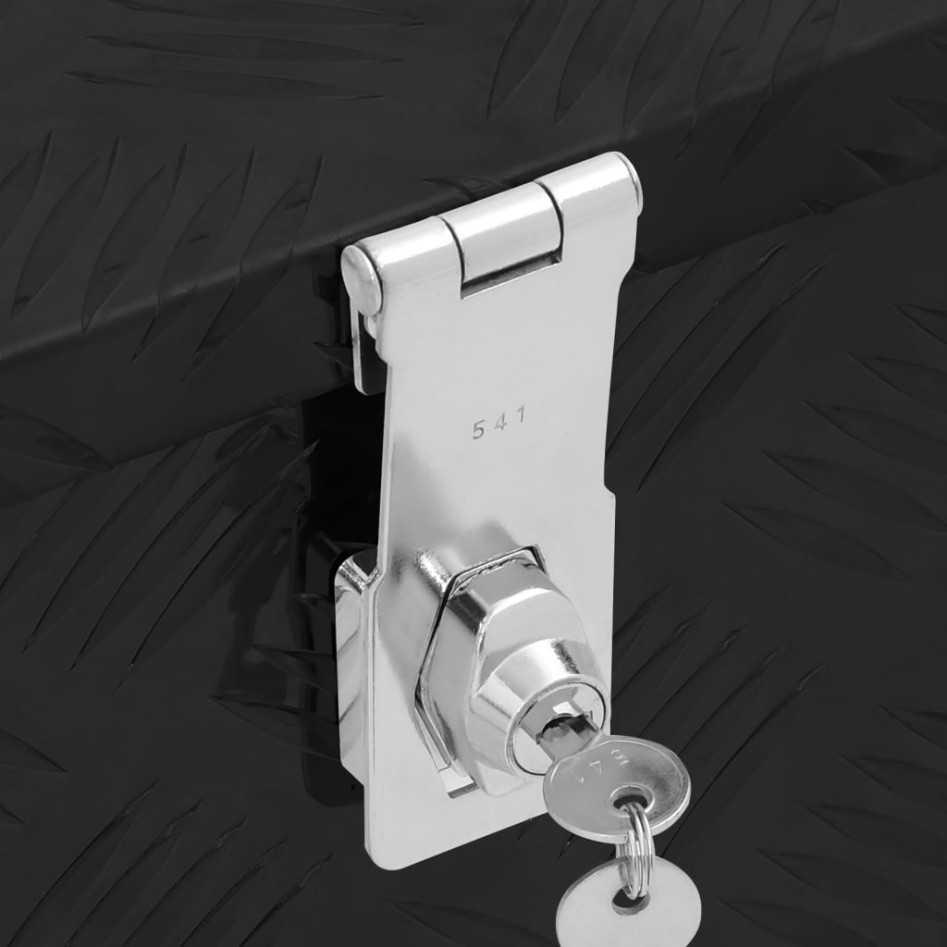 Caja de almacenaje de aluminio negro 70x31x27