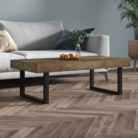 Mesa de centro MDF y hierro marrón oscuro y negro 120x60x40