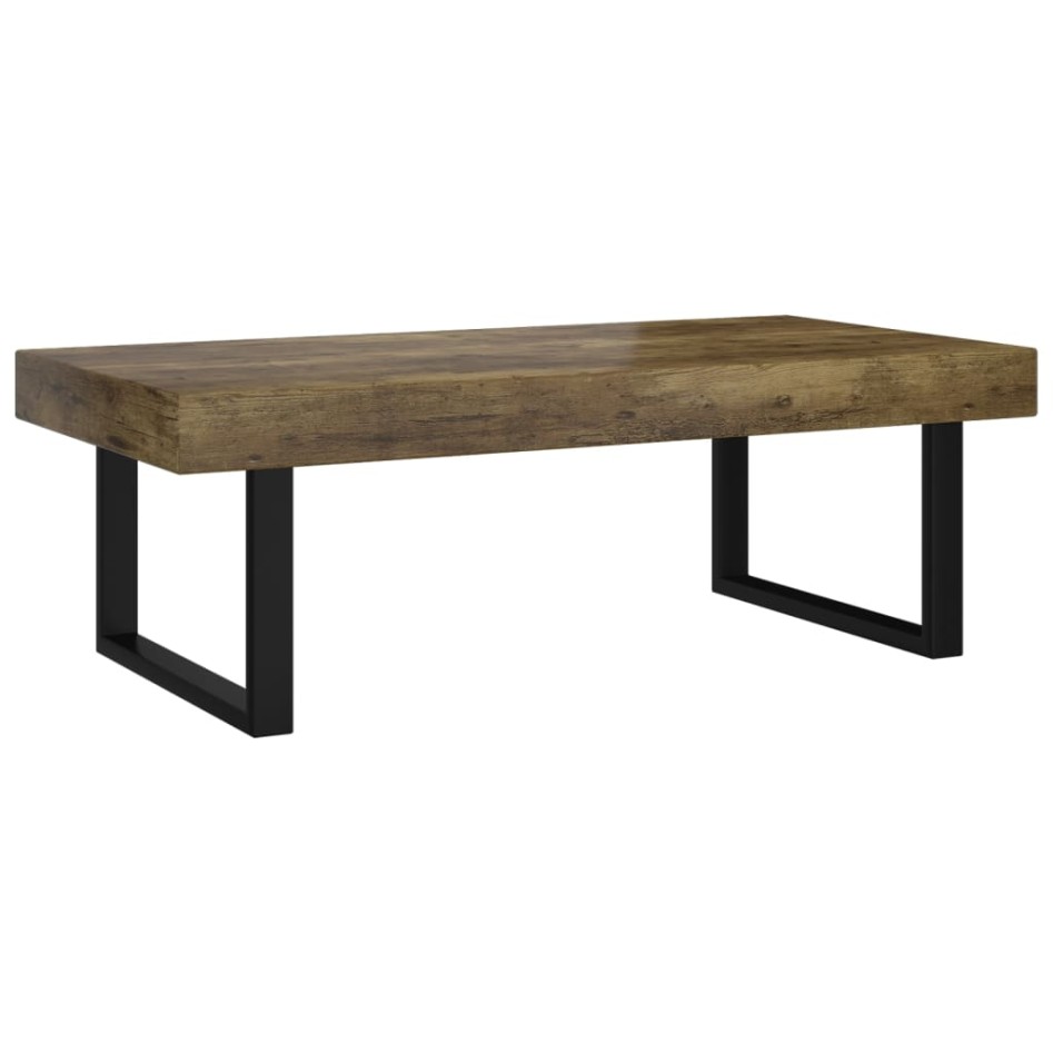 Mesa de centro MDF y hierro marrón oscuro y negro 120x60x40