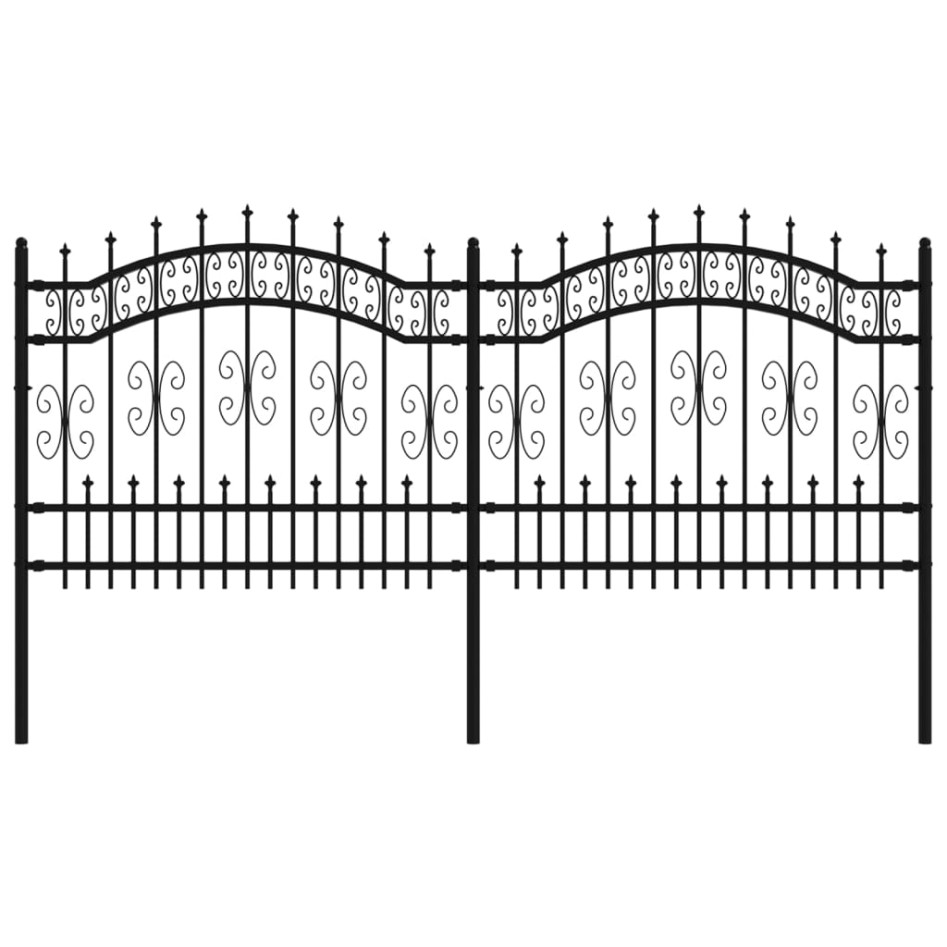 Valla de jardín con punta de lanza acero recubierto negro