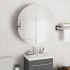 Armario de baño con espejo redondo y LED gris 54x54x17,5