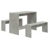Juego de comedor 3 piezas madera contrachapada gris