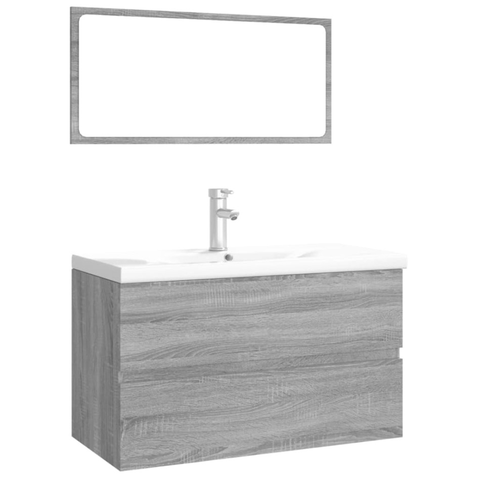Set de muebles de baño madera contrachapada gris