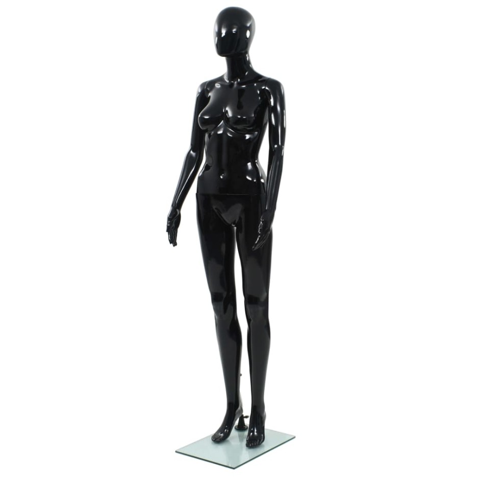 Maniquí de mujer completo base de vidrio negro brillante 175