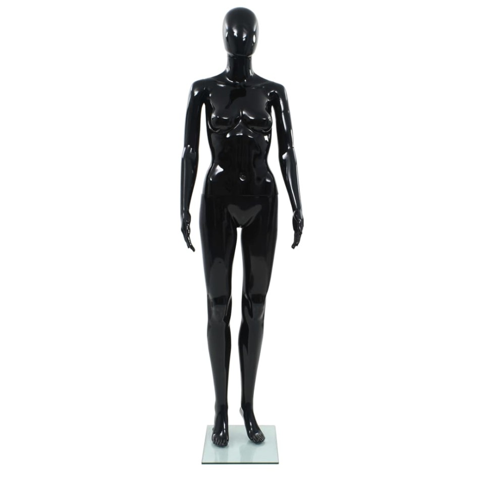 Maniquí de mujer completo base de vidrio negro brillante 175