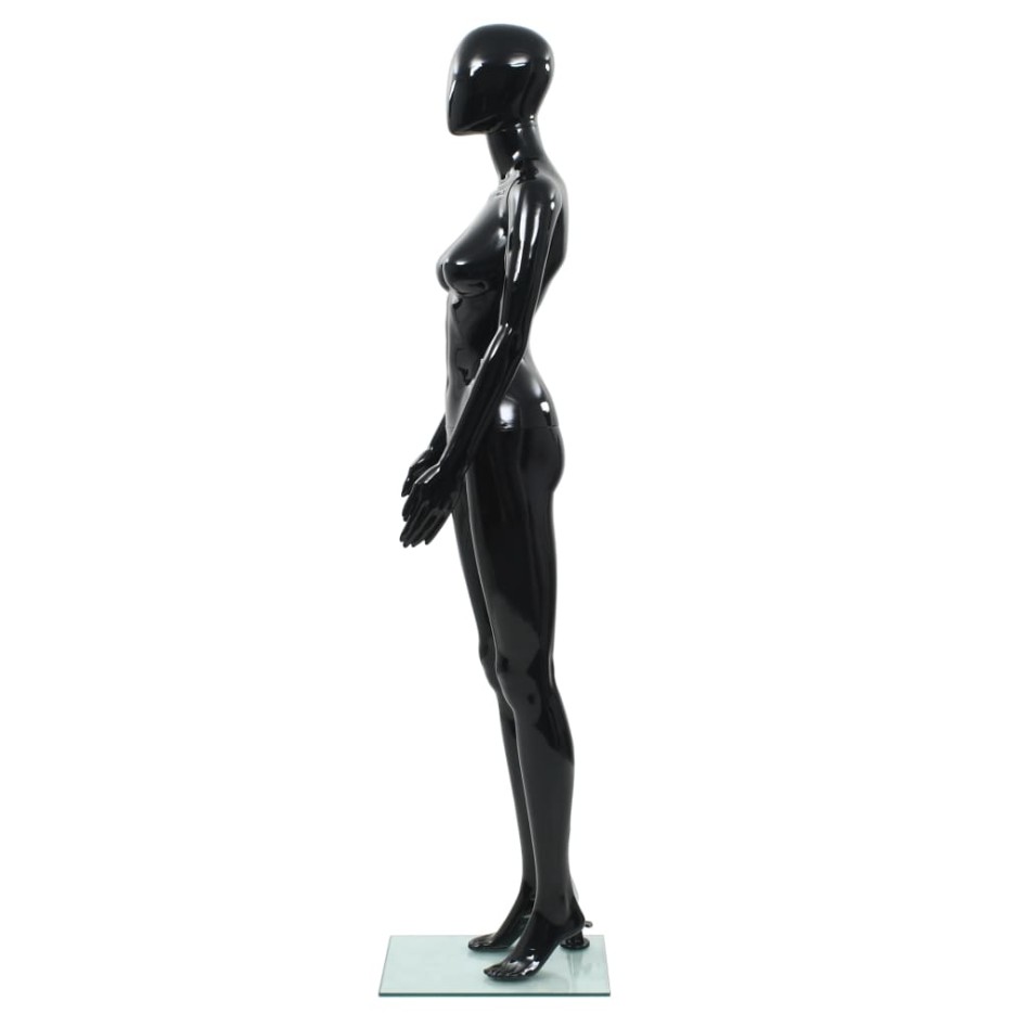 Maniquí de mujer completo base de vidrio negro brillante 175