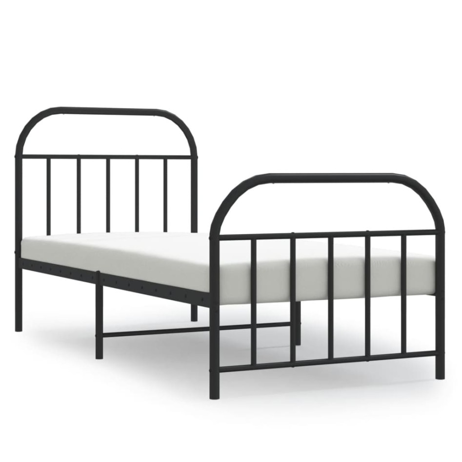 Estructura cama sin colchón con estribo metal negro 90x200