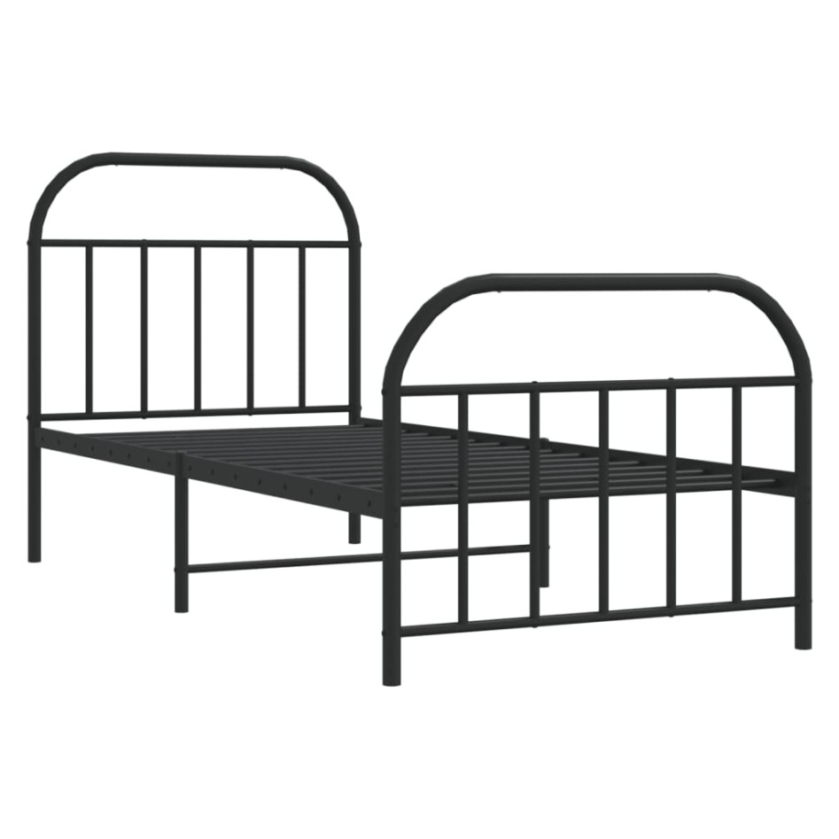 Estructura cama sin colchón con estribo metal negro 90x200