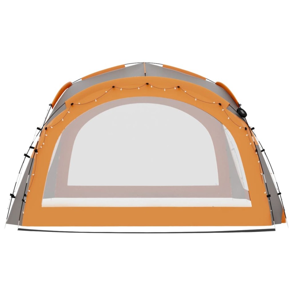 Carpa de fiesta LED 4 paredes gris y naranja 3,6x3,6x2,3