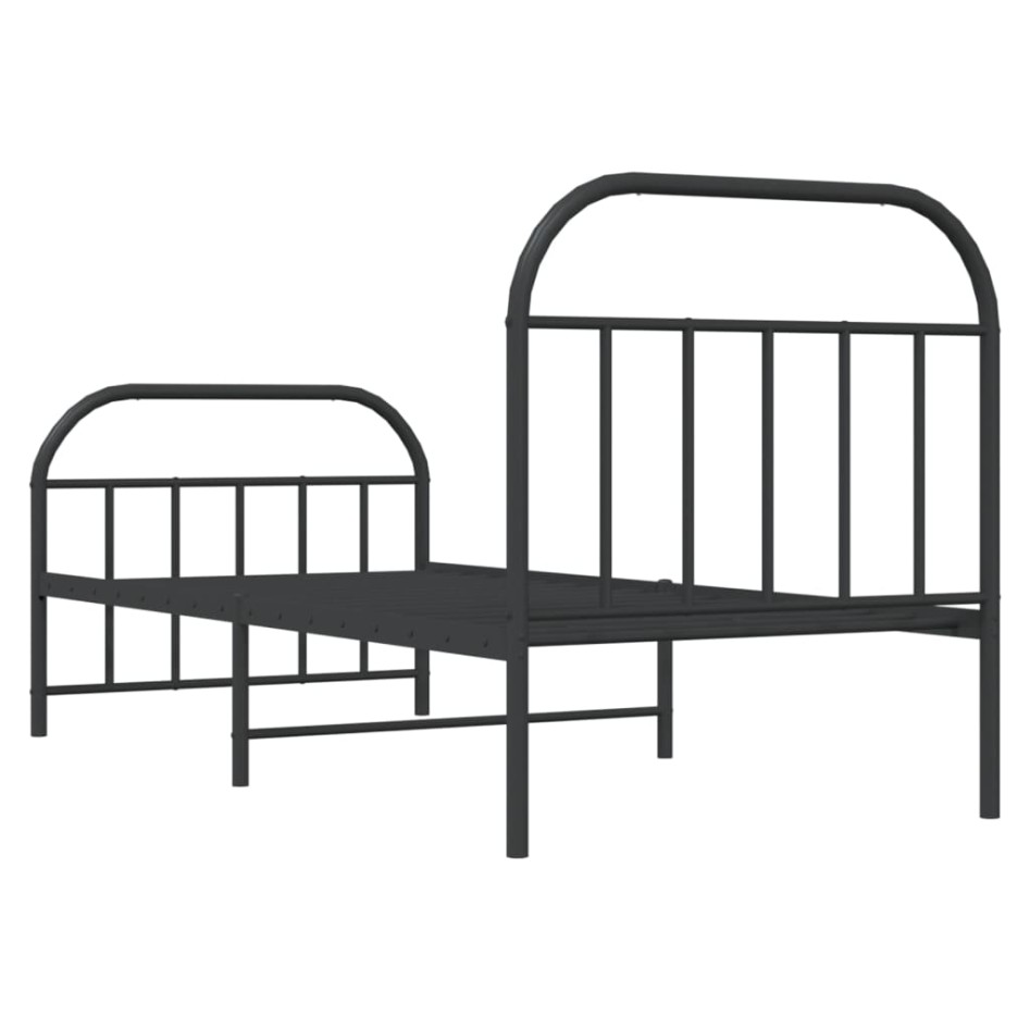 Estructura cama sin colchón con estribo metal negro 90x200