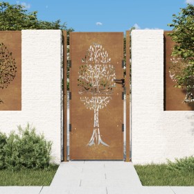 Puerta de jardín acero corten diseño árbol 105x180