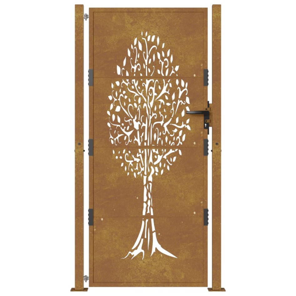 Puerta de jardín acero corten diseño árbol 105x180