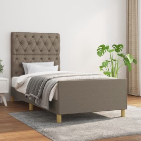 Estructura de cama sin colchón tela gris taupe 80x200