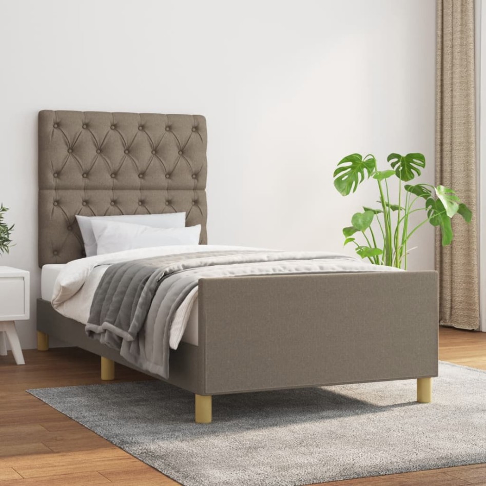 Estructura de cama sin colchón tela gris taupe 80x200
