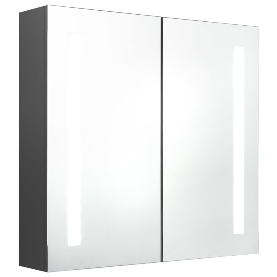 Armario de baño con espejo y LED gris 62x14x60