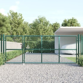 Puerta de malla de jardín acero galvanizado verde 350x175