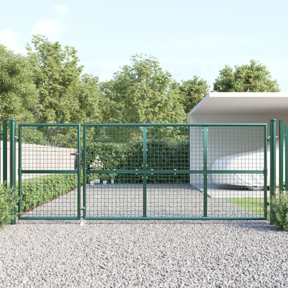 Puerta de malla de jardín acero galvanizado verde 350x175