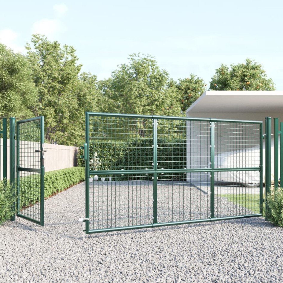 Puerta de malla de jardín acero galvanizado verde 350x175