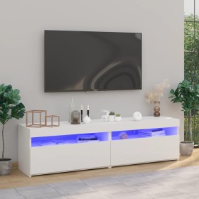 Muebles de TV con luces LED 2 uds blanco brillante 75x35x40