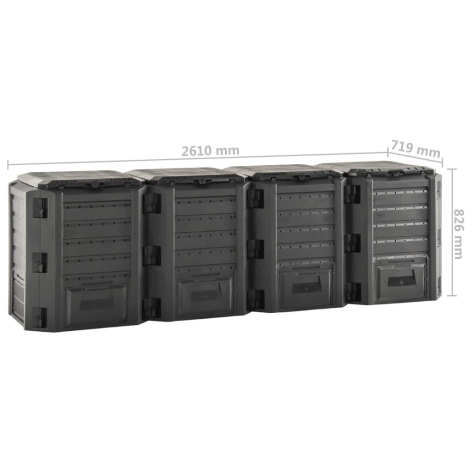 Compostador de jardín negro 1600