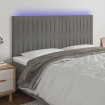 Cabecero con luces LED terciopelo gris claro 180x5x118/128 cm