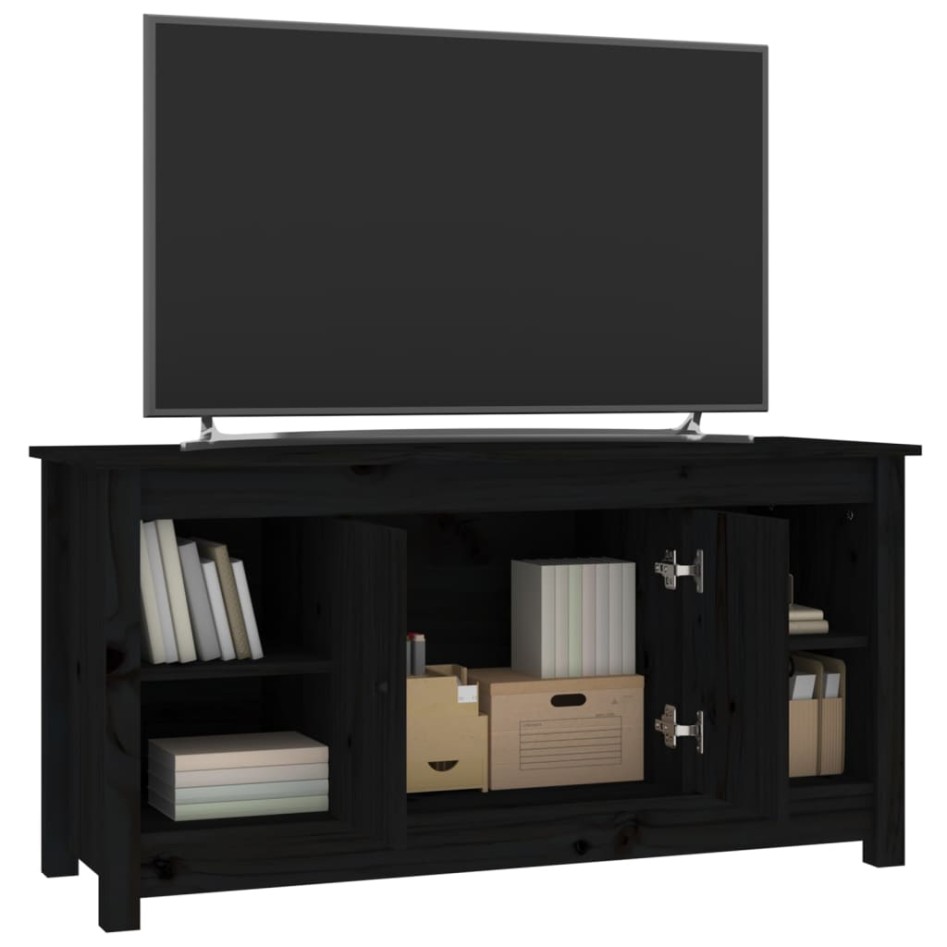 Mueble de TV de madera maciza de pino negro 103x36,5x52
