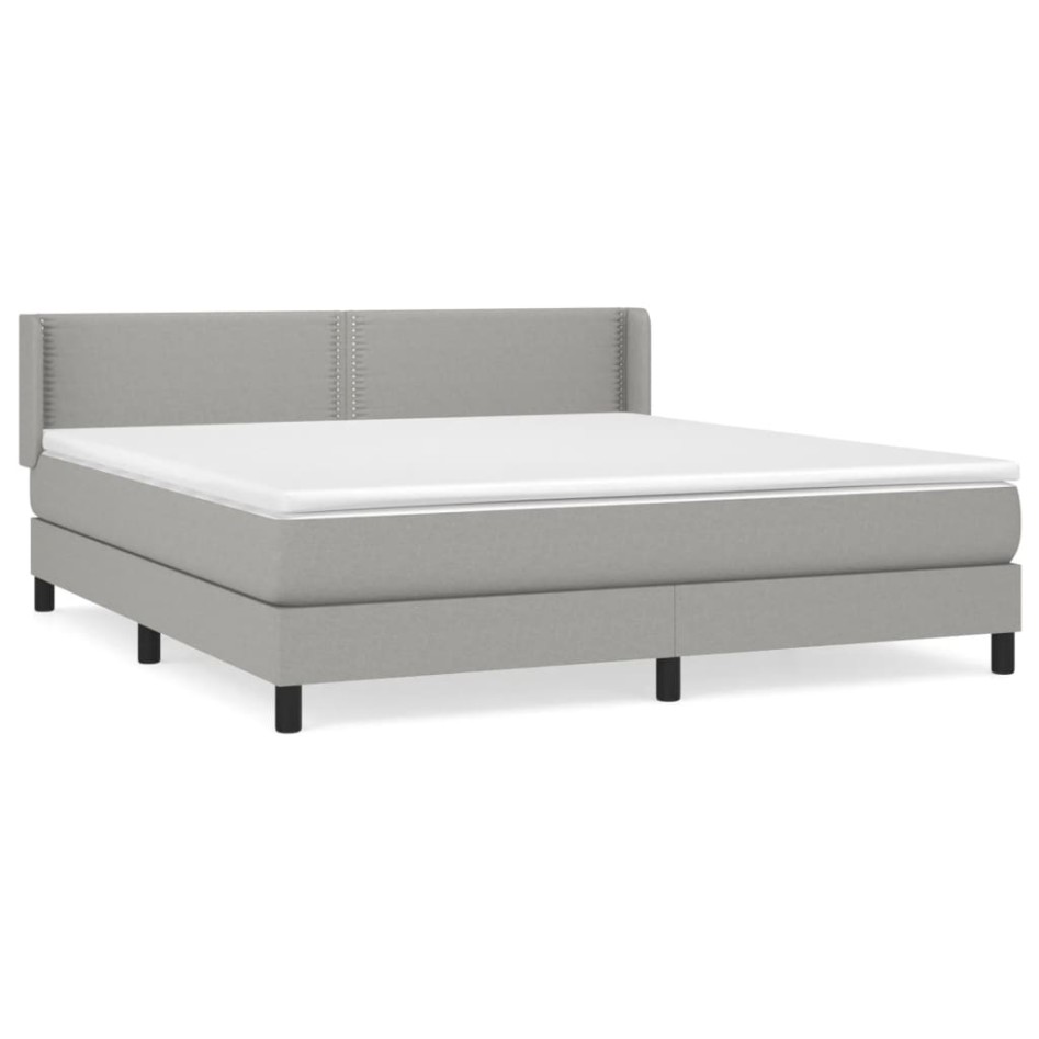 Cama box spring con colchón tela gris claro 180x200