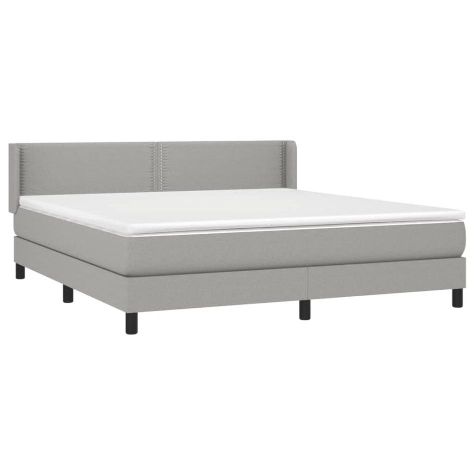 Cama box spring con colchón tela gris claro 180x200