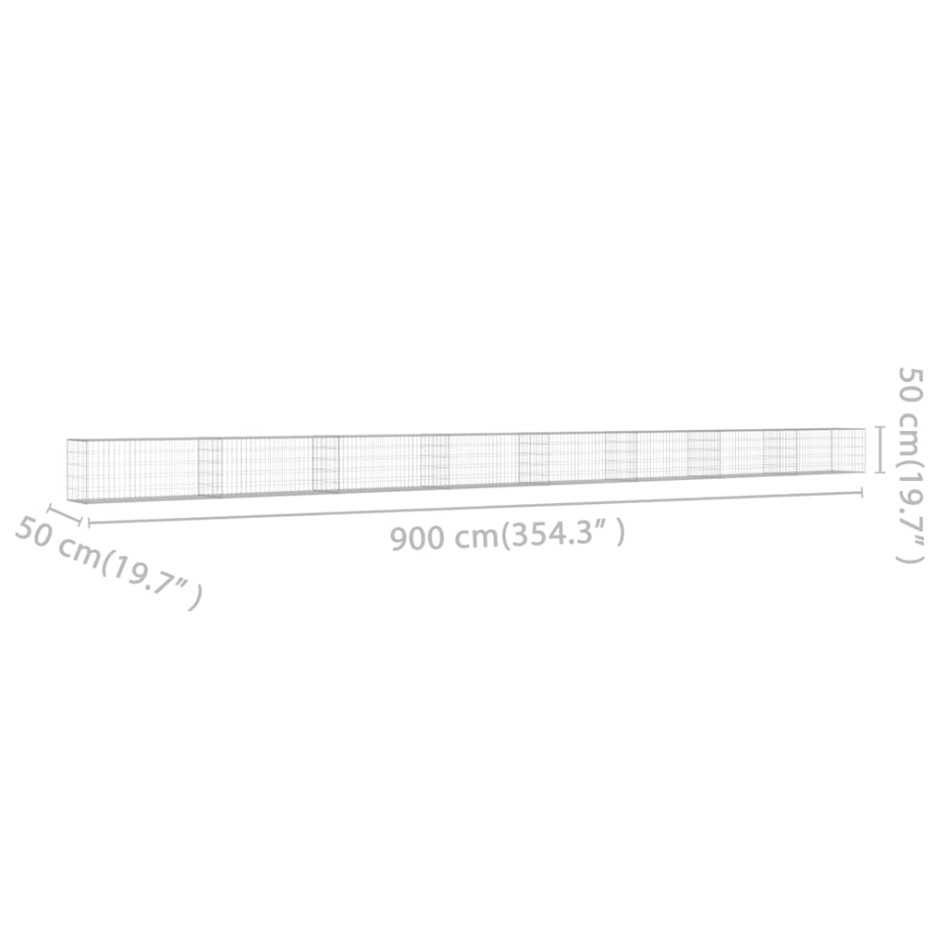 Muro de gaviones con cubiertas acero galvanizado 900x50x50