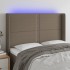 Cabecero con LED de tela gris taupe 147x16x118/128