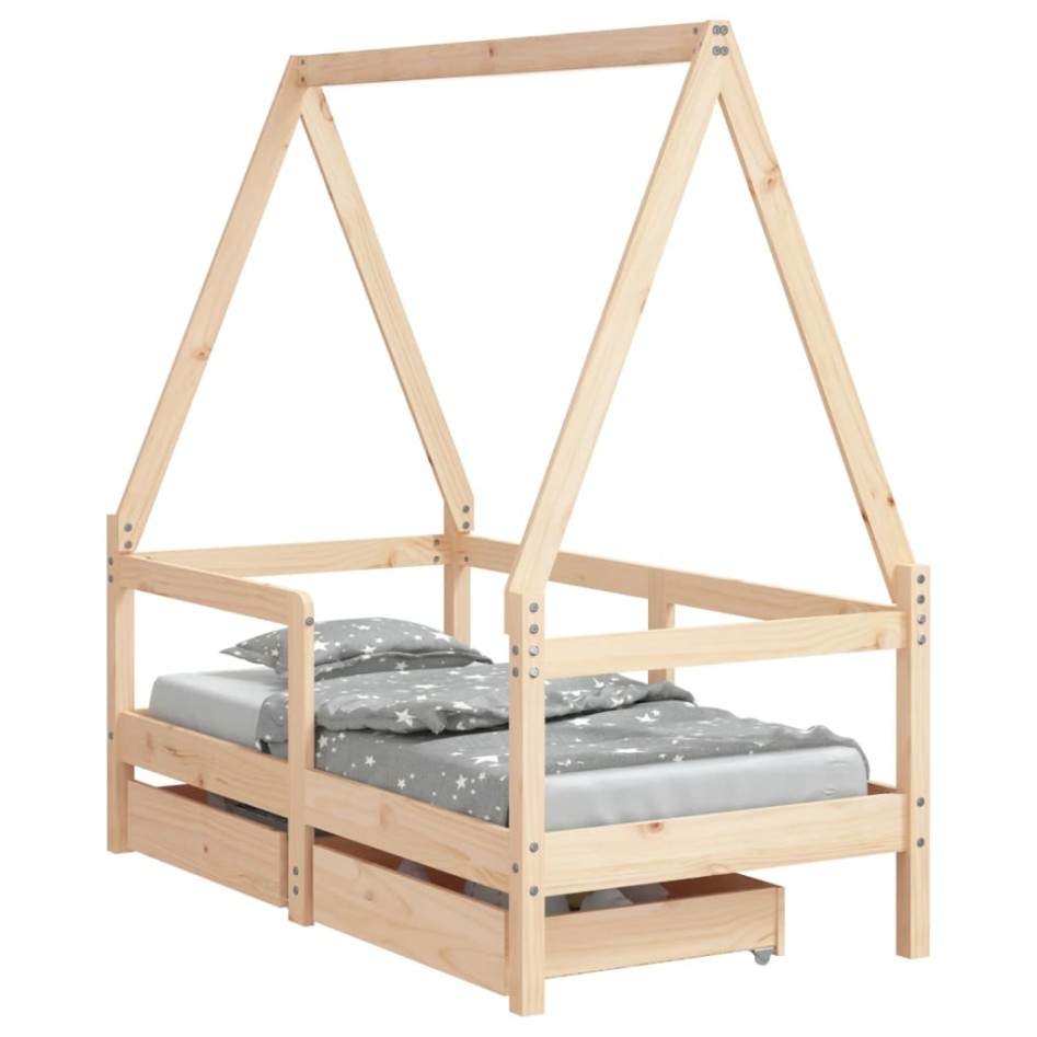 Estructura de cama para niños con cajones madera pino 70x140