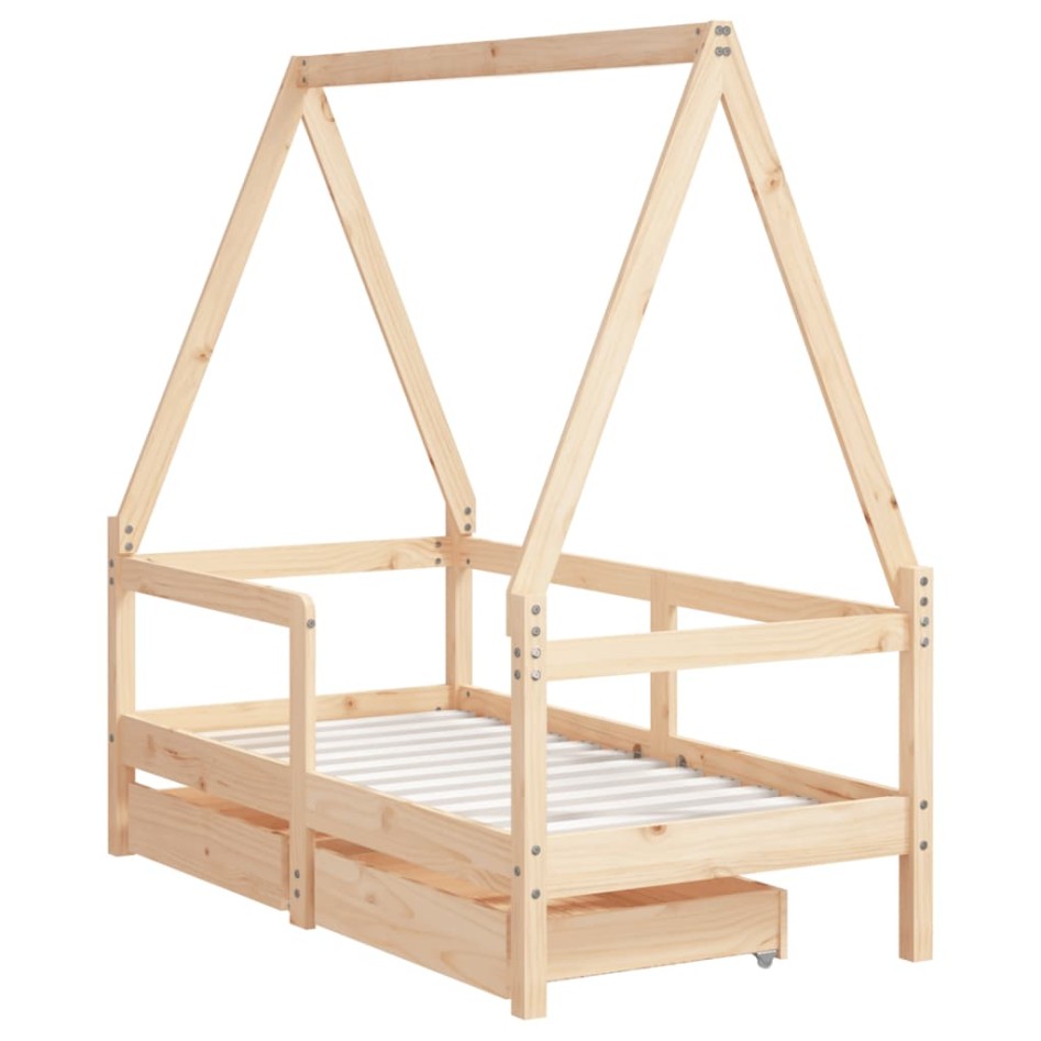 Estructura de cama para niños con cajones madera pino 70x140