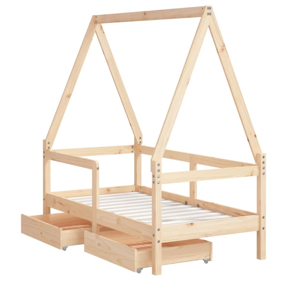 Estructura de cama para niños con cajones madera pino 70x140