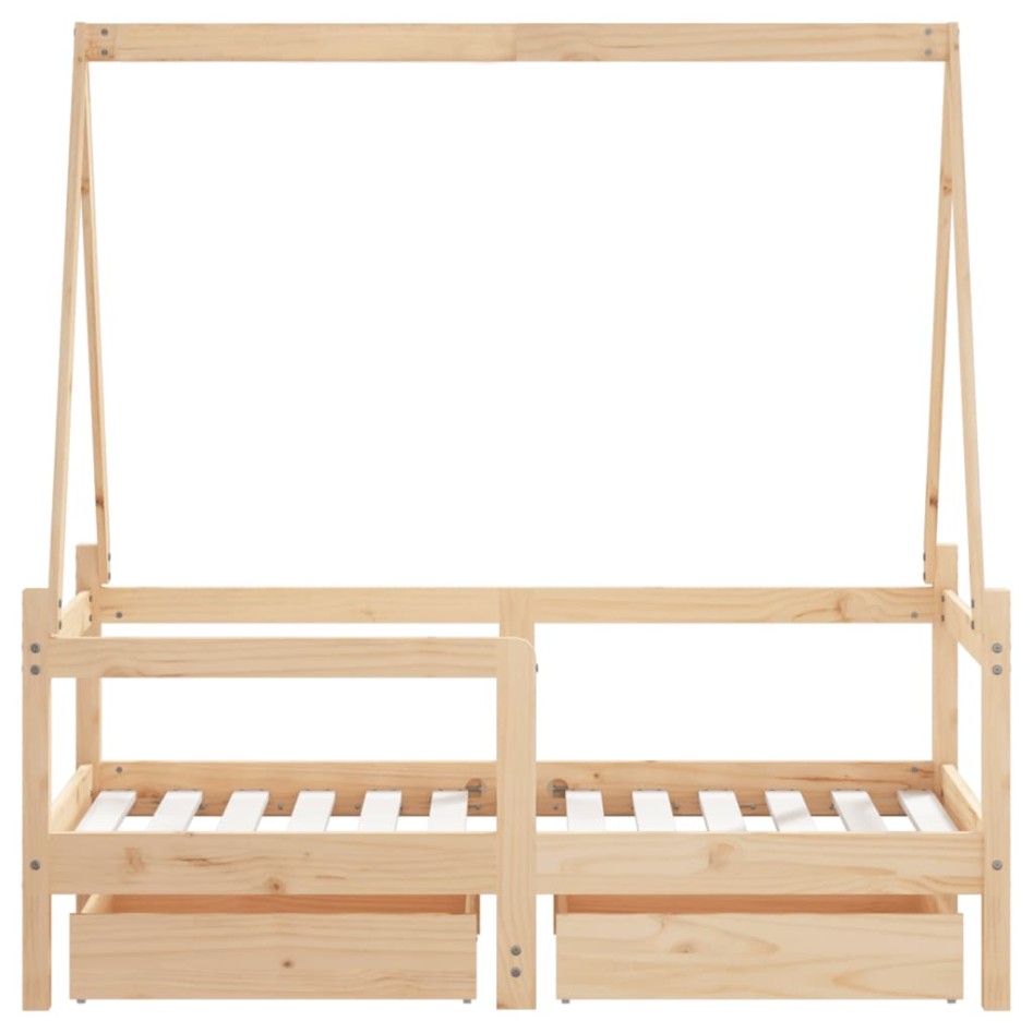 Estructura de cama para niños con cajones madera pino 70x140