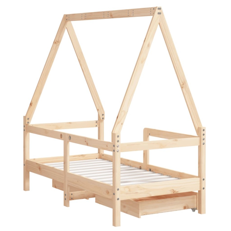 Estructura de cama para niños con cajones madera pino 70x140