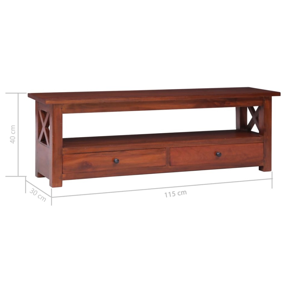 Mueble de TV madera maciza de caoba marrón 115x30x40