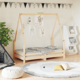 Estructura de cama para niños madera maciza de pino 70x140