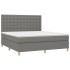 Cama box spring colchón y luces LED tela gris oscuro 160x200