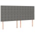 Cama box spring colchón y luces LED tela gris oscuro 160x200
