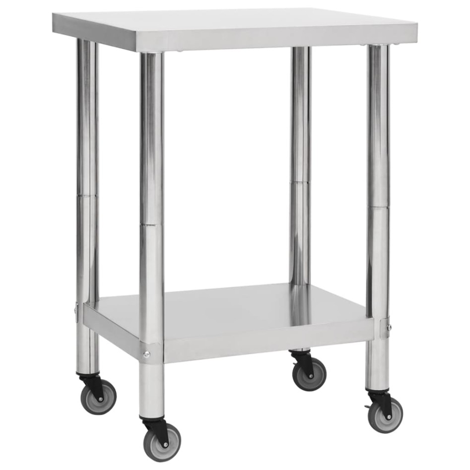 Mesa de trabajo para cocina con ruedas acero inox 60x45x85